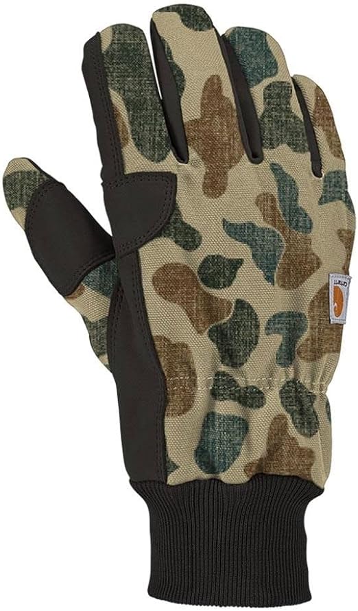 Carhartt Men's GL0801M Insulated Duck Synthetic Leather Knit Cuff Glove